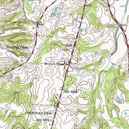 Topographic Map of Brown Cemetery, TN
