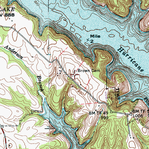 Topographic Map of Brown Cemetery, TN