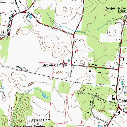 Topographic Map of Brown Cemetery, TN