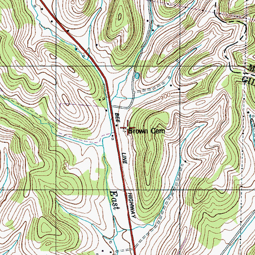 Topographic Map of Brown Cemetery, TN