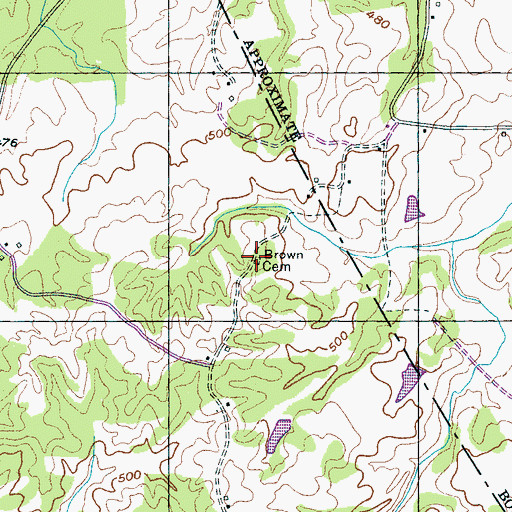 Topographic Map of Brown Cemetery, TN
