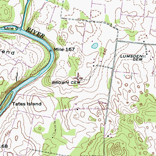 Topographic Map of Brown Cemetery, TN