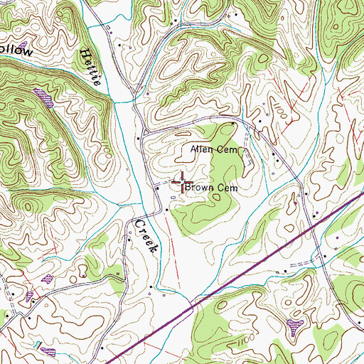 Topographic Map of Brown Cemetery, TN