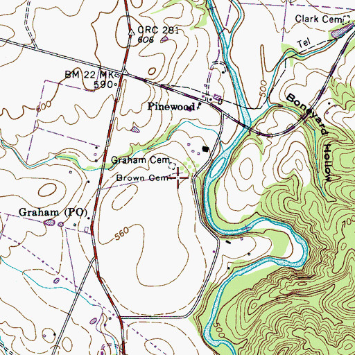 Topographic Map of Brown Cemetery, TN