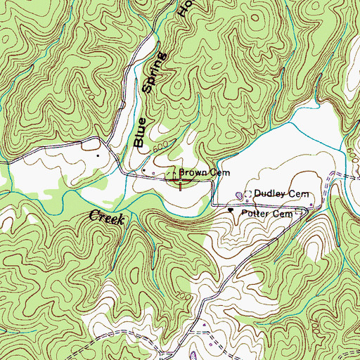 Topographic Map of Brown Cemetery, TN
