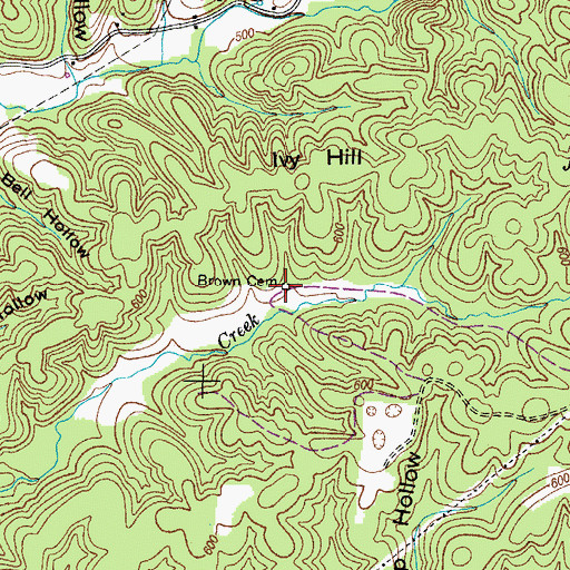 Topographic Map of Brown Cemetery, TN
