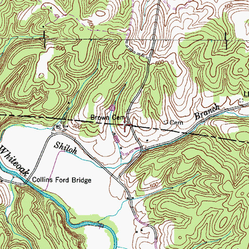 Topographic Map of Brown Cemetery, TN