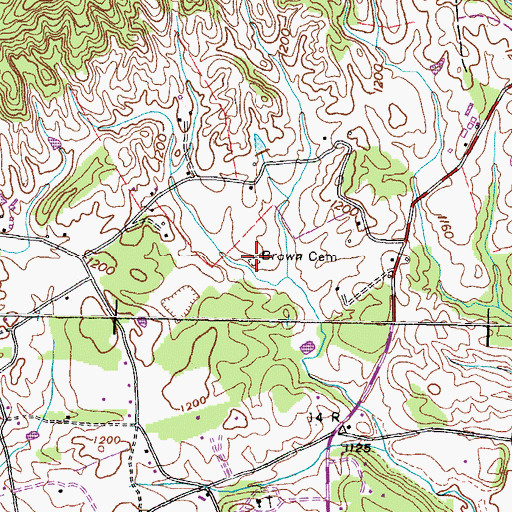 Topographic Map of Brown Cemetery, TN