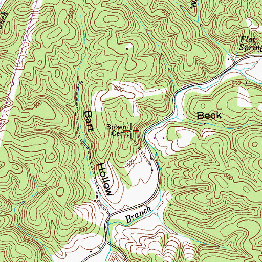 Topographic Map of Brown Cemetery, TN