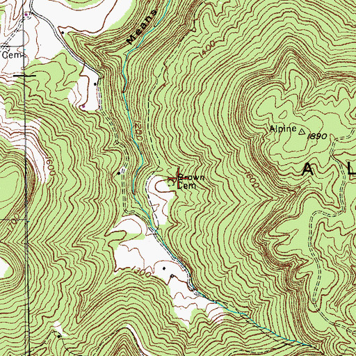 Topographic Map of Brown Cemetery, TN