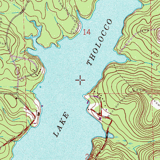Topographic Map of Lake Tholocco, AL