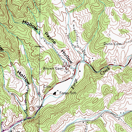 Topographic Map of Brown Cemetery, TN