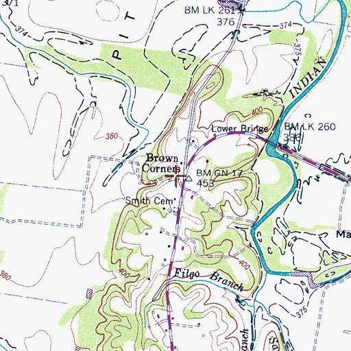 Topographic Map of Brown Corners, TN