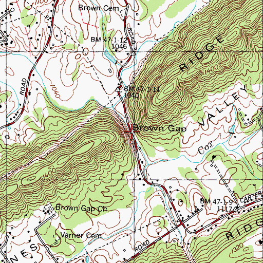 Topographic Map of Brown Gap, TN