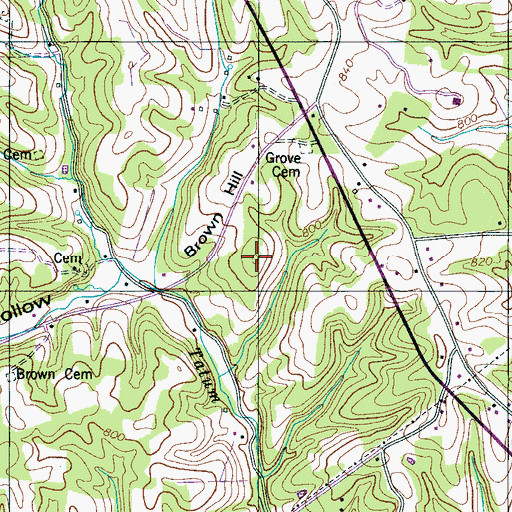 Topographic Map of Brown Hill, TN