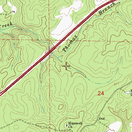 Topographic Map of Thomas Branch, AL