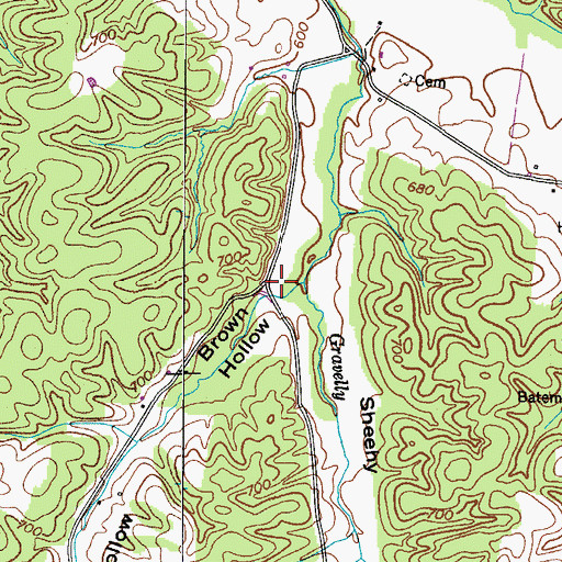 Topographic Map of Brown Hollow, TN