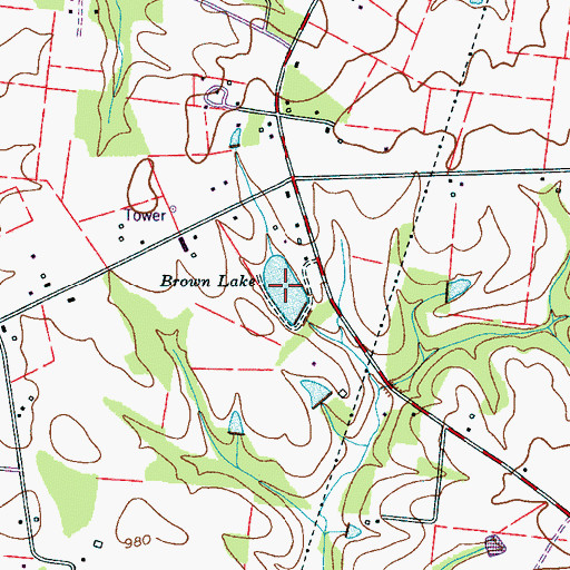 Topographic Map of Brown Lake, TN