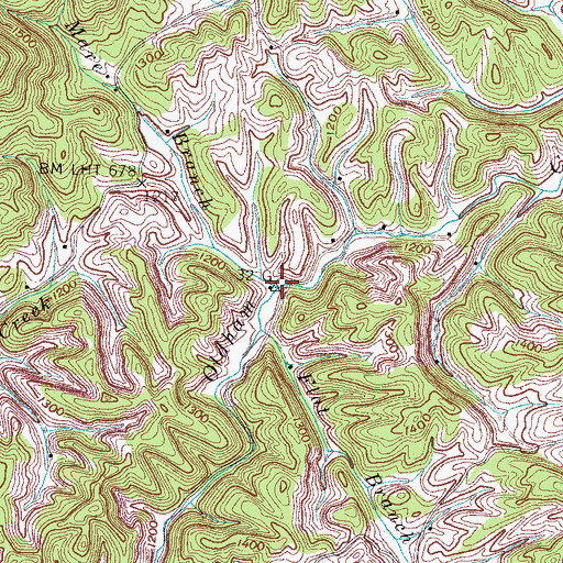 Topographic Map of Brown Mare Branch, TN