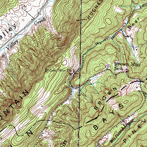 Topographic Map of Brown Mountain Church, TN