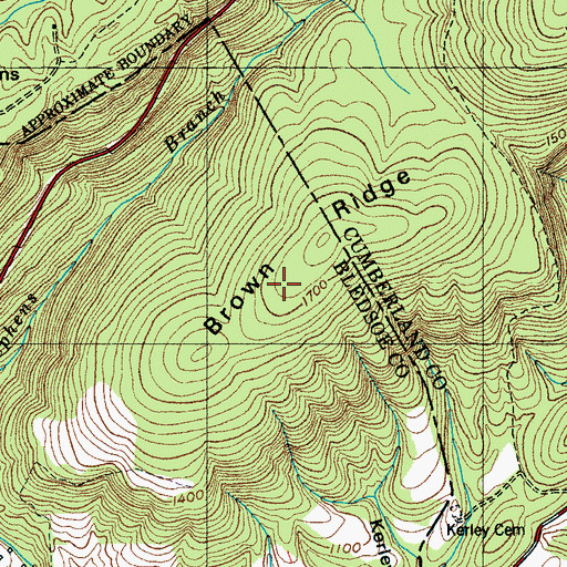 Topographic Map of Brown Ridge, TN