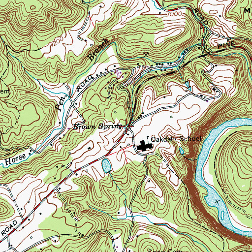Topographic Map of Brown Spring, TN