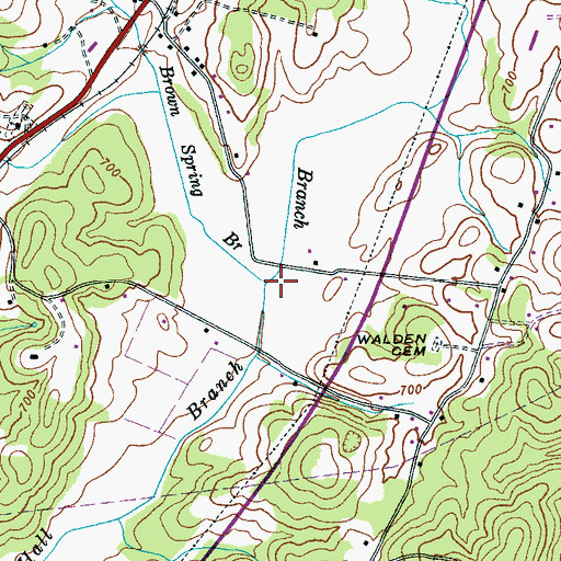 Topographic Map of Brown Spring Branch, TN