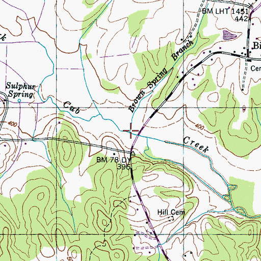 Topographic Map of Brown Spring Branch, TN