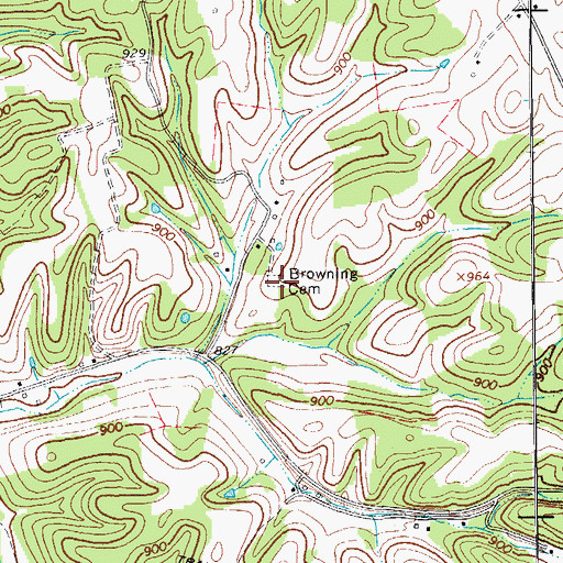 Topographic Map of Browning Cemetery, TN