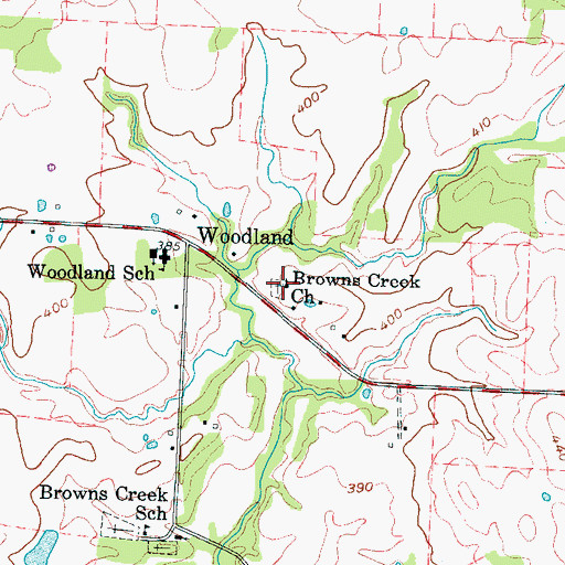 Topographic Map of Browns Creek Church, TN