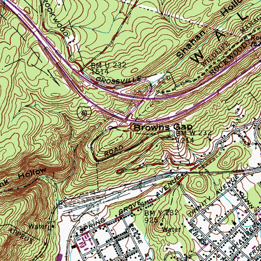 Topographic Map of Browns Gap, TN