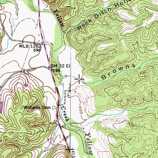 Topographic Map of Browns Hollow, TN