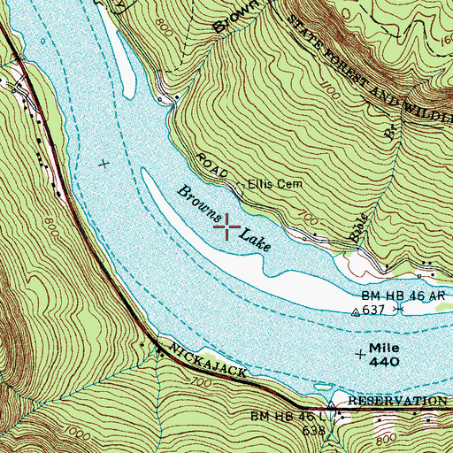 Topographic Map of Browns Lake, TN