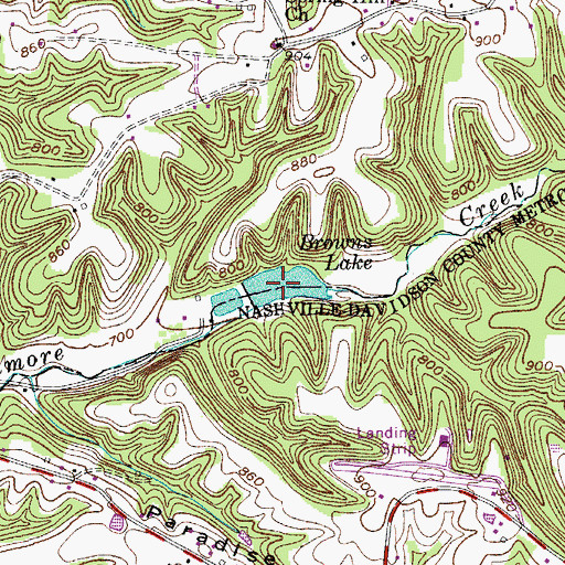Topographic Map of Browns Lake, TN