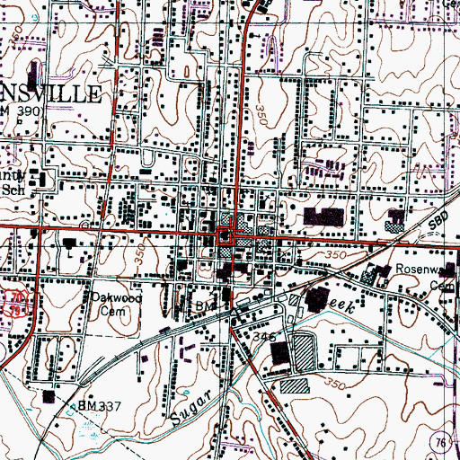 Topographic Map of Brownsville, TN