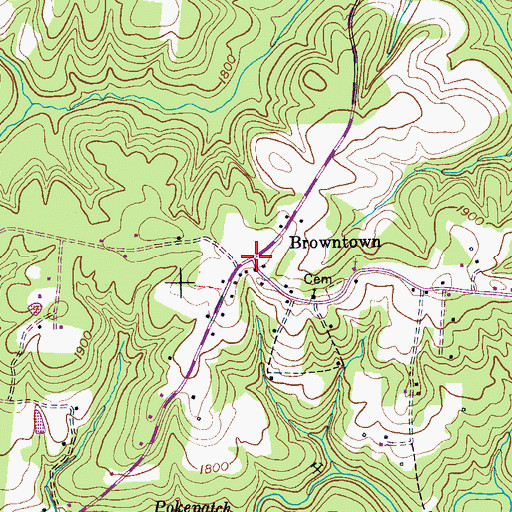Topographic Map of Browntown, TN