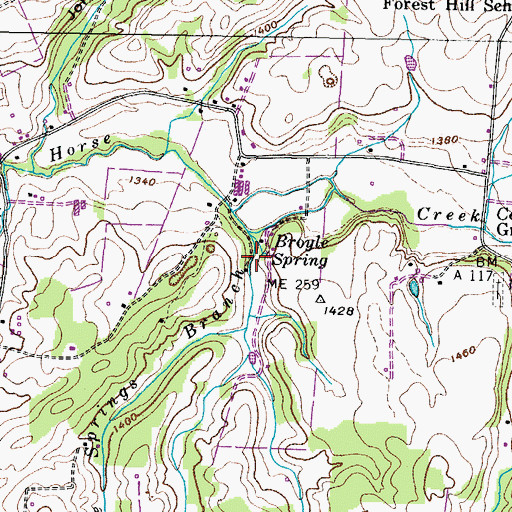 Topographic Map of Broyle Spring, TN