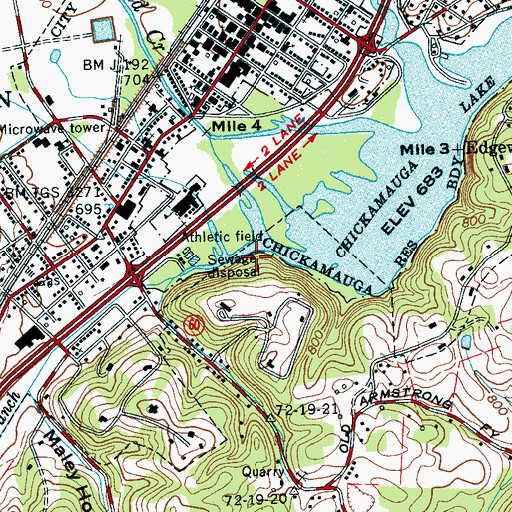 Topographic Map of Broyles Branch, TN