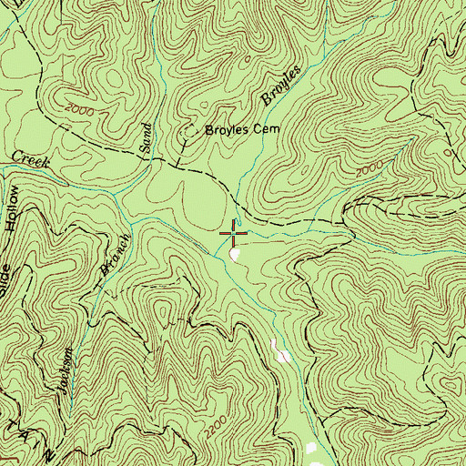 Topographic Map of Broyles Branch, TN