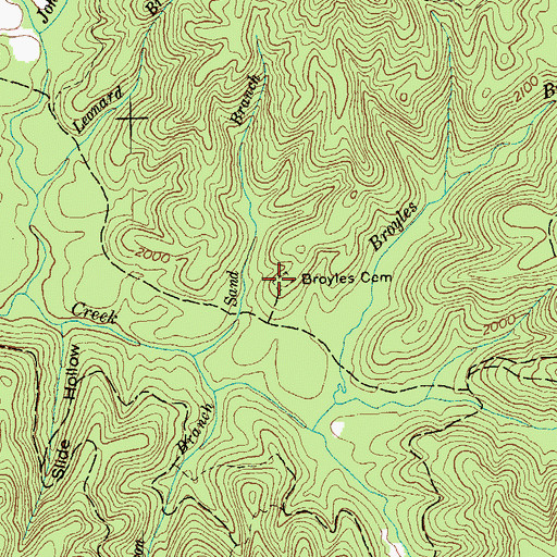 Topographic Map of Broyles Cemetery, TN