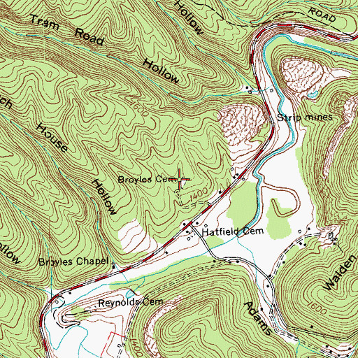 Topographic Map of Broyles Cemetery, TN