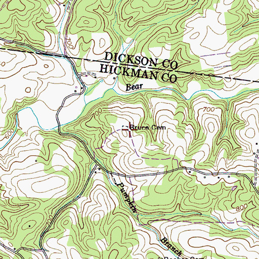 Topographic Map of Bruce Cemetery, TN