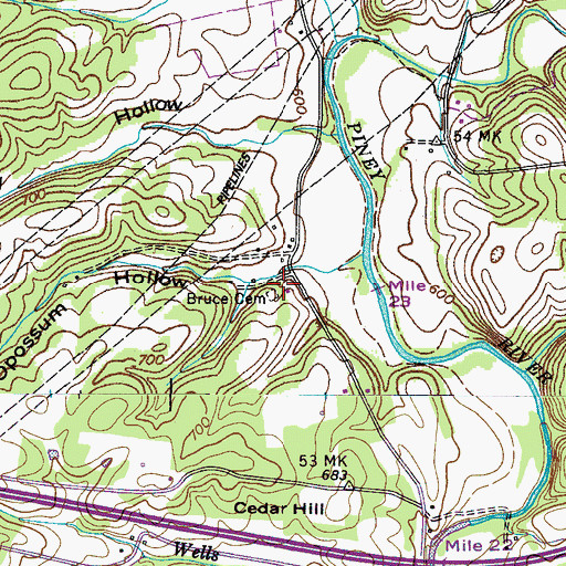 Topographic Map of Bruce Cemetery, TN