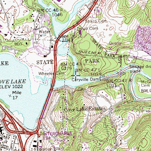 Topographic Map of Bruce Creek, TN
