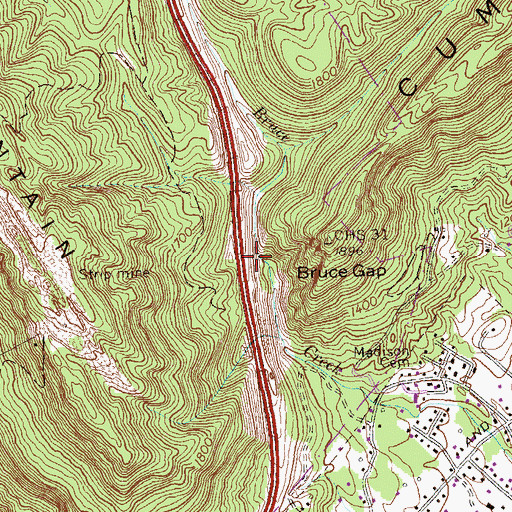 Topographic Map of Bruce Gap, TN