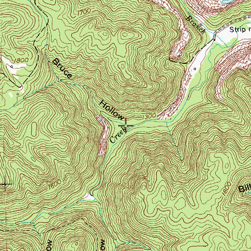 Topographic Map of Bruce Hollow, TN