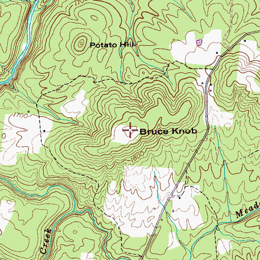 Topographic Map of Bruce Knob, TN