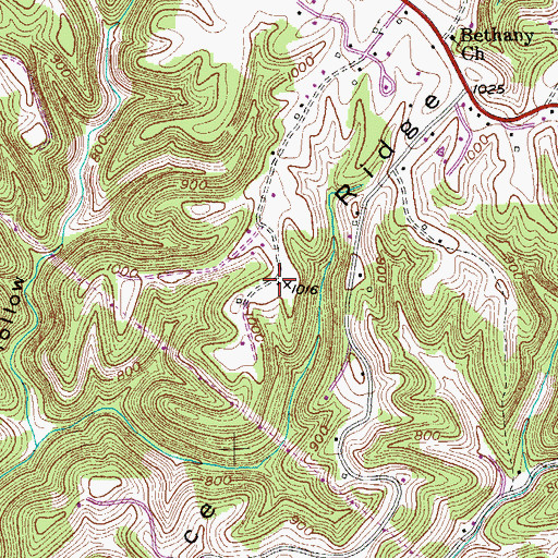 Topographic Map of Bruce Ridge, TN