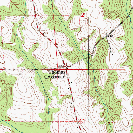 Topographic Map of Thomas Crossroad, AL