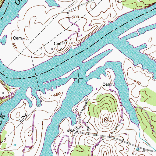 Topographic Map of Brunley Branch, TN